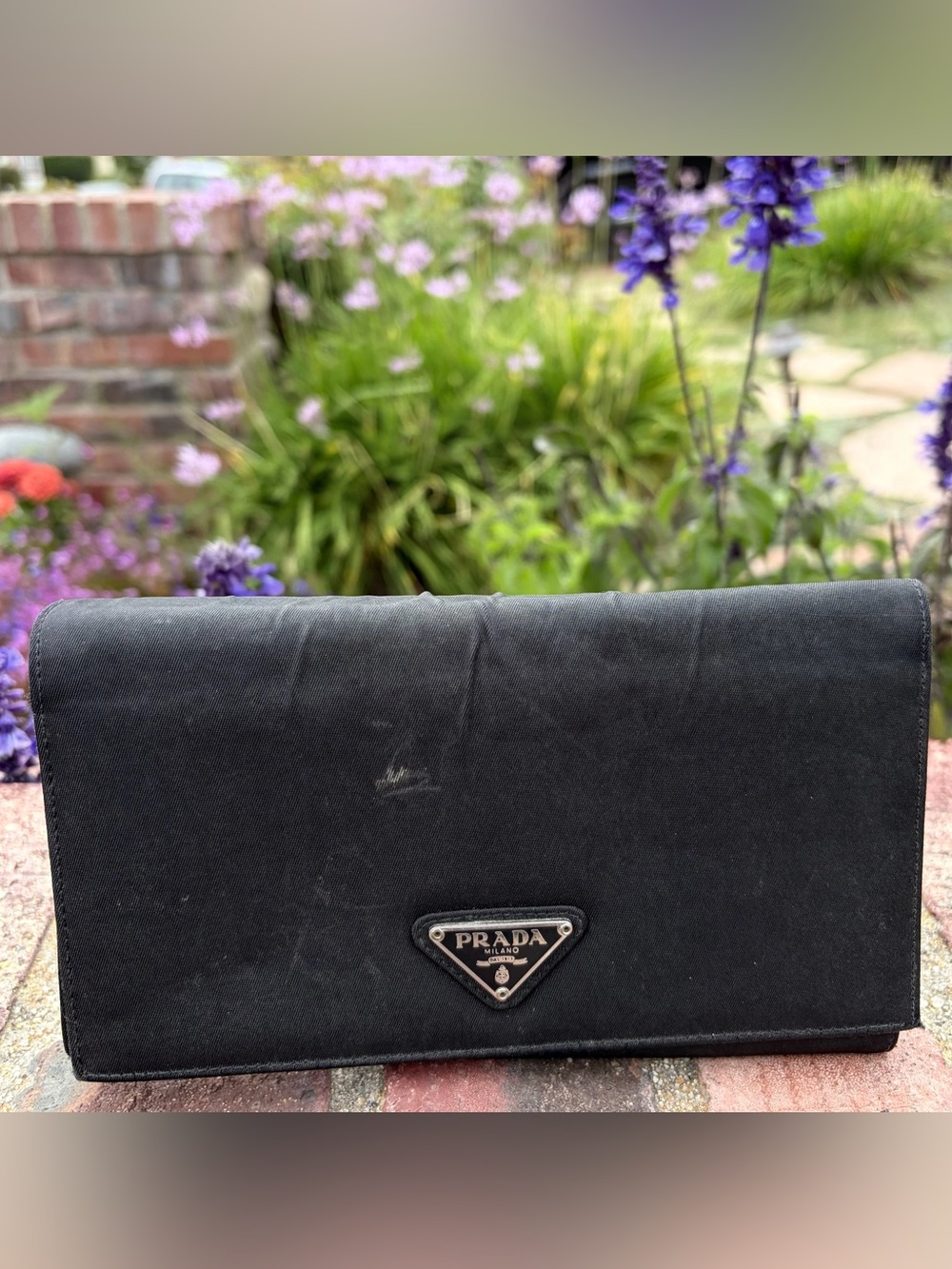 Authentic Prada Fabric & Leather Long Wallet Italy